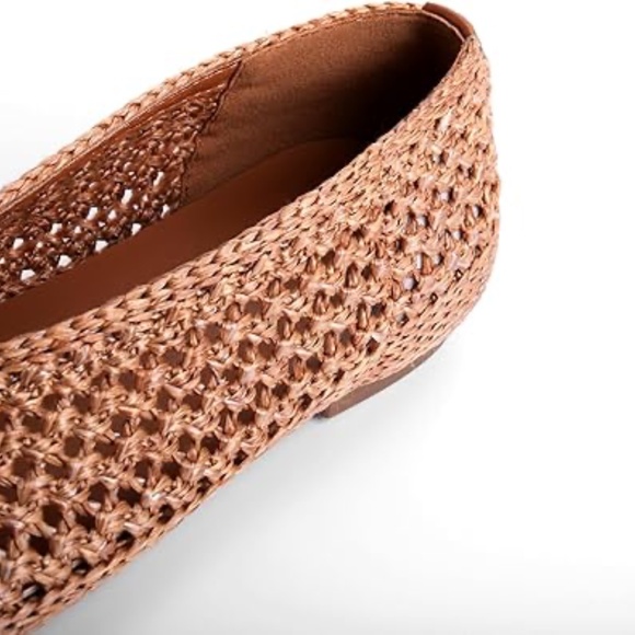 Women's Tan Woven Closed Toe Flats, 10 - Picture 4 of 7